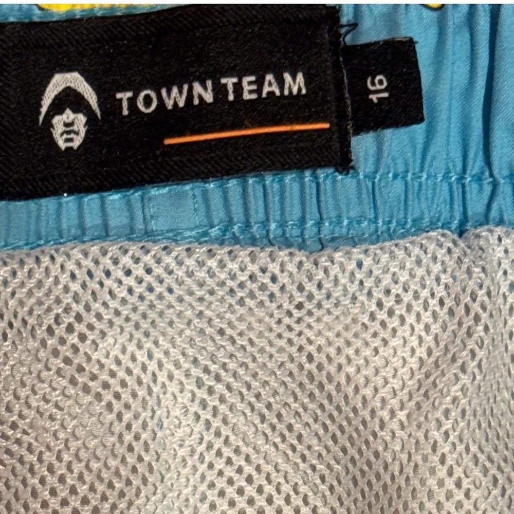 Town Team Boys Blue Banana Print Swim Trunks Size 16‎ Microfiber Mesh Lined